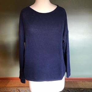 ANTHRO NAVY COTTON WAFFLE-WEAVE TOP SZ M